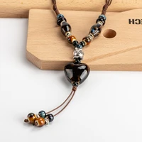 heaert sharp ceramics bead necklace for girl on sale antique vintage ceramic beads women necklaces iy262