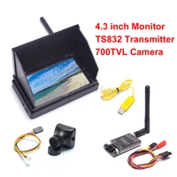 4 3inch 48ch lcd 480 x 272 wireless receiver monitor built in battery ts832 48ch 600mw 700tvl 2 8mm pal camera for fpv rc drone