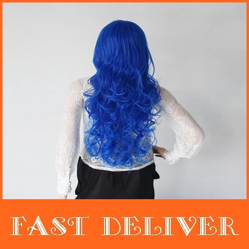 Free Shipping2013 New Arrival Big Wave Long Curlys Neat Bule Wig Burgundy Cosplay Party Synthetic Hair High Quality CM-A0003 |