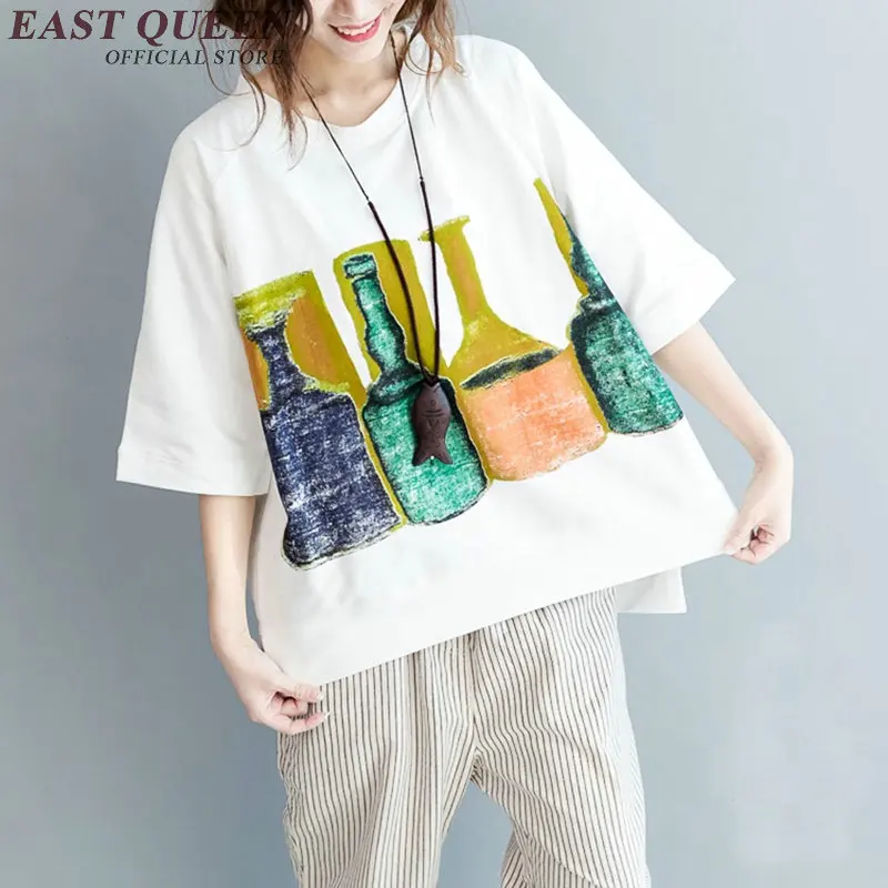 Русская Футболка женская художественная Рубашка льняная одежда 2018 новая рубашка