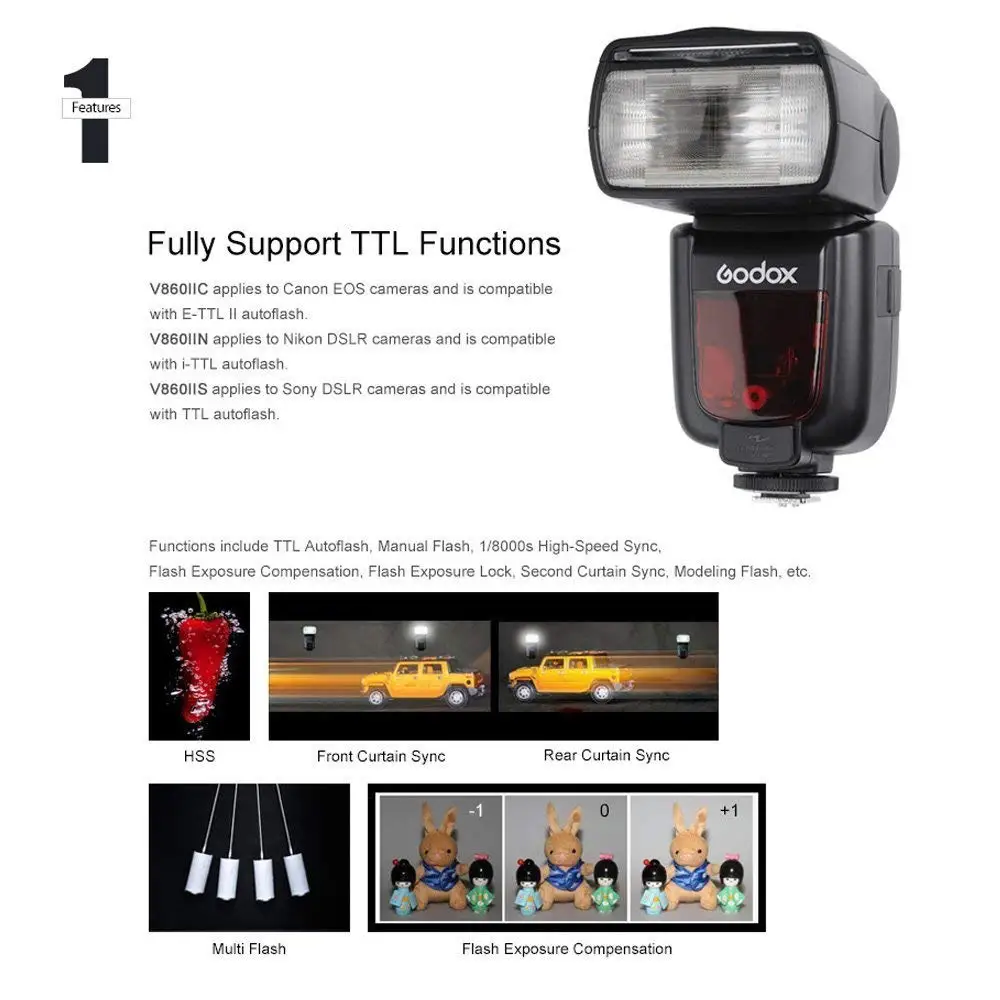 В наличии в Великобритании Вспышка Speedlite Godox V860II E-TTL Li-Ion (V860II-S/C/N/F/O) для камеры Sony