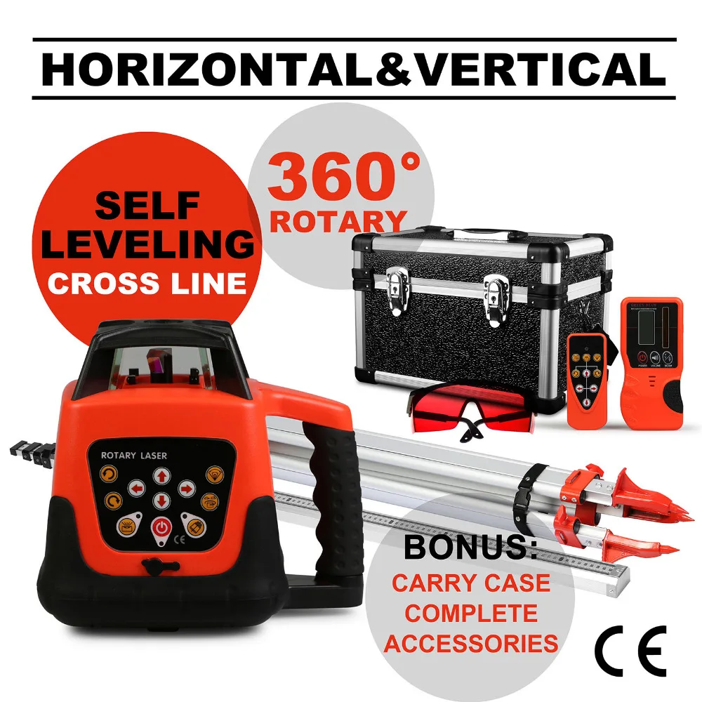 

Automatic 150m Self-leveling Rotary Red Laser Level with Tripod Staff