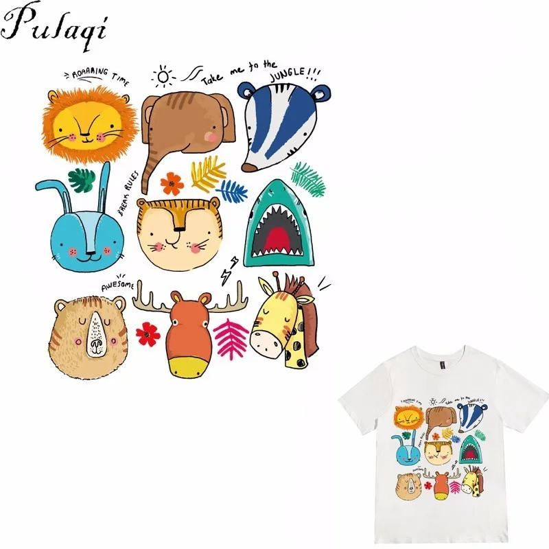 Pulaqi аниме мультфильм теплопередача футболка Железный на одежде DIY украшения