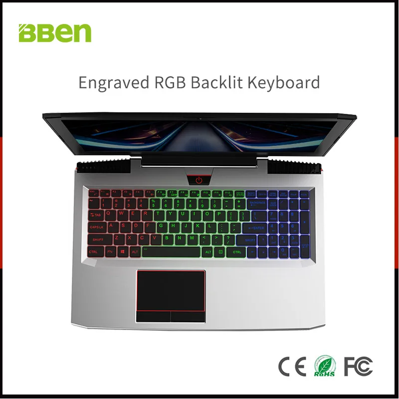 BBEN ноутбук Nvidia GTX1060 GDDR5 Intel i7 Kabylake 8 гб озу M.2 SSD RGB клавиатура с подсветкой Win10 WiFi BT