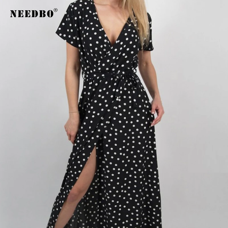 Летнее платье макси с V образным вырезом|Женские платья| |