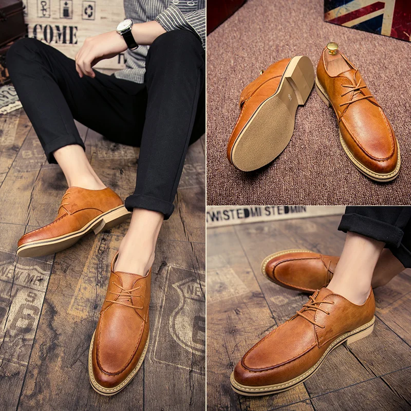 Новинка 2019 Роскошные Кожаные броги мужские туфли на плоской подошве