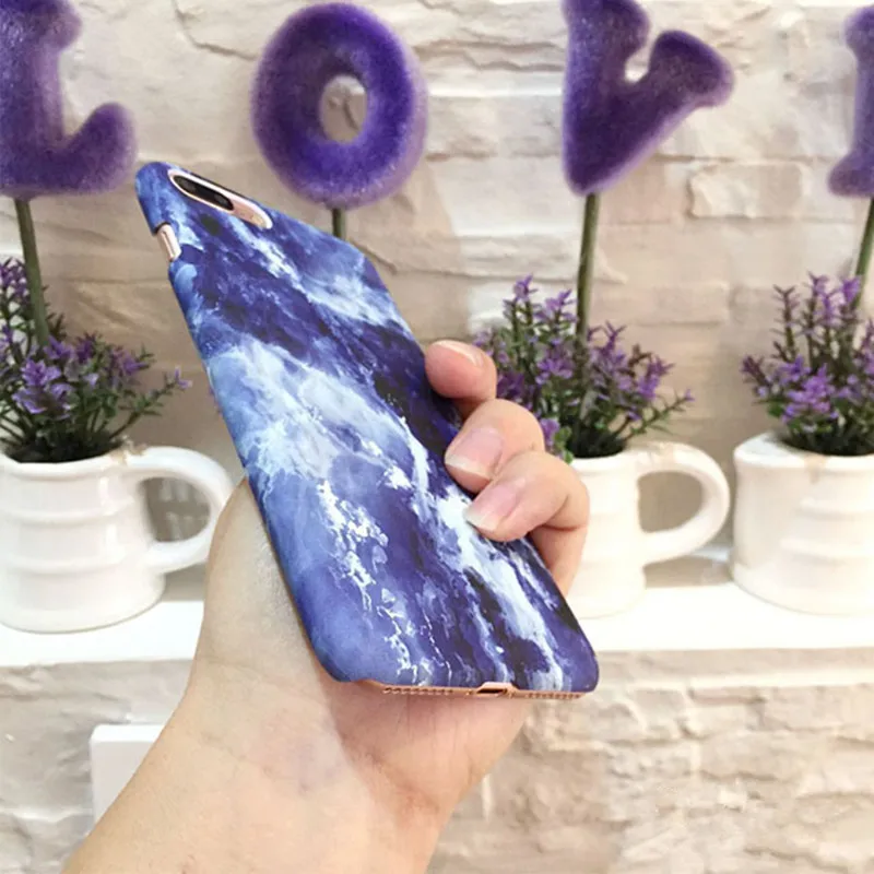 LANCHE Простой Ocean Blue Очаровательная Мраморный Телефон Чехол для iPhone 6 s Плюс 7
