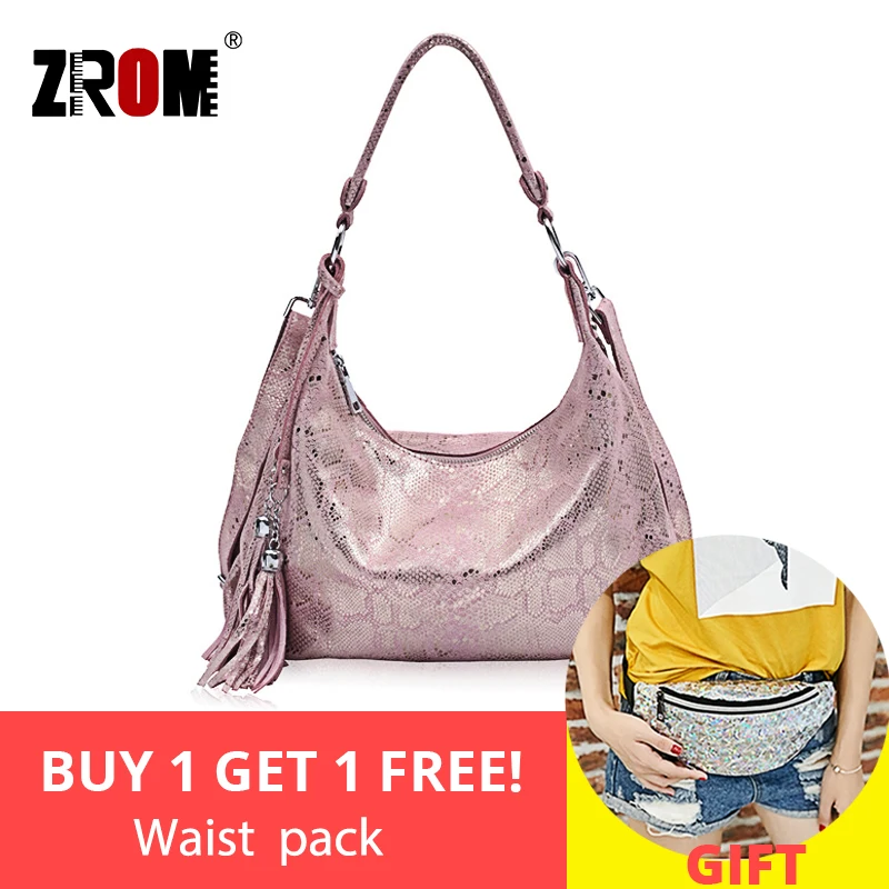 ZROM Brand Genuine Leather Bag Women Fashion Serpentine prints Handbags Female Large Shoulder Bags Hobos Tote | Багаж и сумки