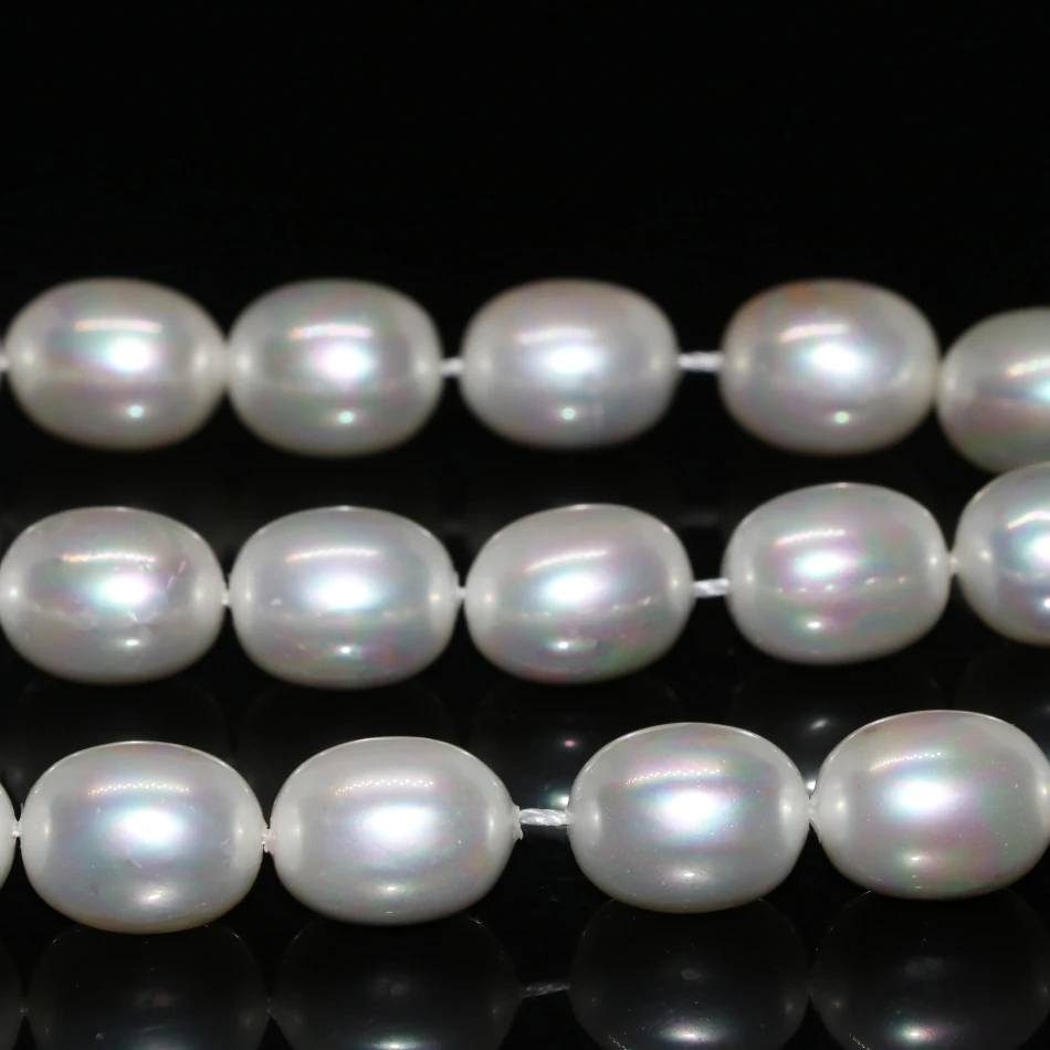 Новая мода Натуральный Белый Shell pearl Райс баррель 12*15 мм свободные шарики Оптовая