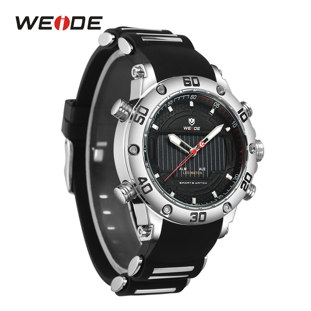 WEIDE мужская спортивная мода бизнес Авто Дата силиконовый ремешок часы военные led
