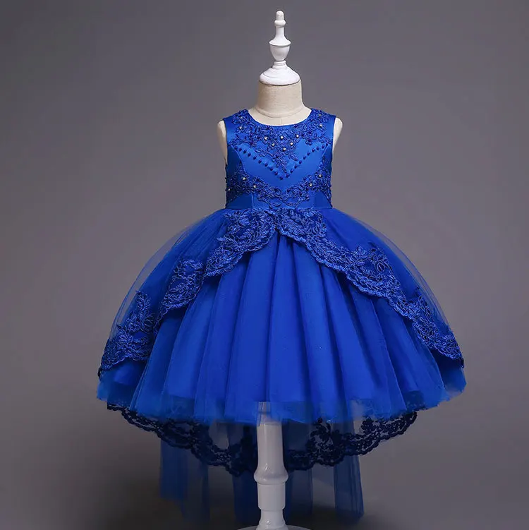 Elegant Cute Summer Girl Dress Toddler Teenage Kids Lace Embroidery Foral Birthday Princess Flower Wedding Party Clothes | Детская