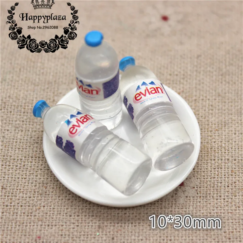 E round 10pcs 10 шт каваи Смола моделирование 3D Минеральная Бутылка Для Воды миниатюрный художественный плоский с оборота Кабошон DIY ремесло украшение, 10*30 мм - Цвет: E round 10pcs