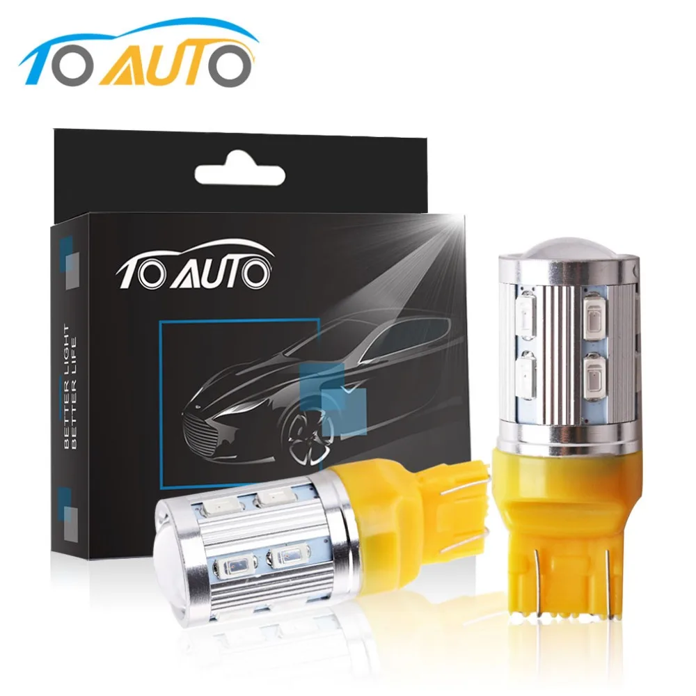 

2pcs T20 7443 7440 LED Chip LED 12 SMD Car Brake Turn Signal Light Bulb W21/5W W21W WY21W Auto Lamps DRL 12V Amber Yellow