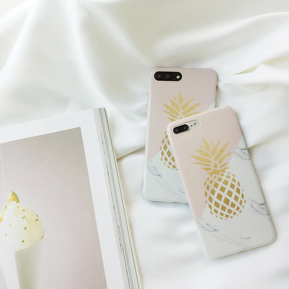 Милый жесткий чехол для телефона с изображением ананаса и мрамора iPhone Xs Xsmax Xr X 8 7 6s