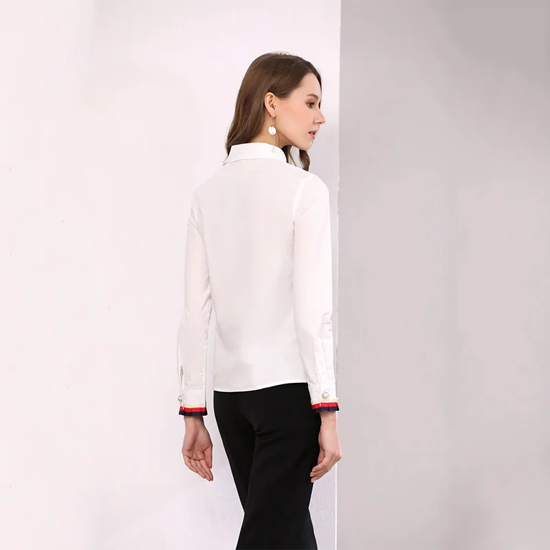 Благородная модная цветная блузка с длинными рукавами однобортная Женская