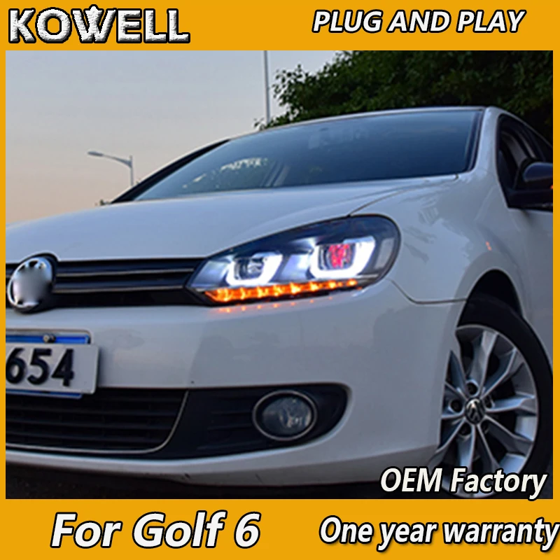 KOWELL стайлинга автомобилей для VW Golf 6 Mk6 фар R20 светодиодный фары DRL движущегося