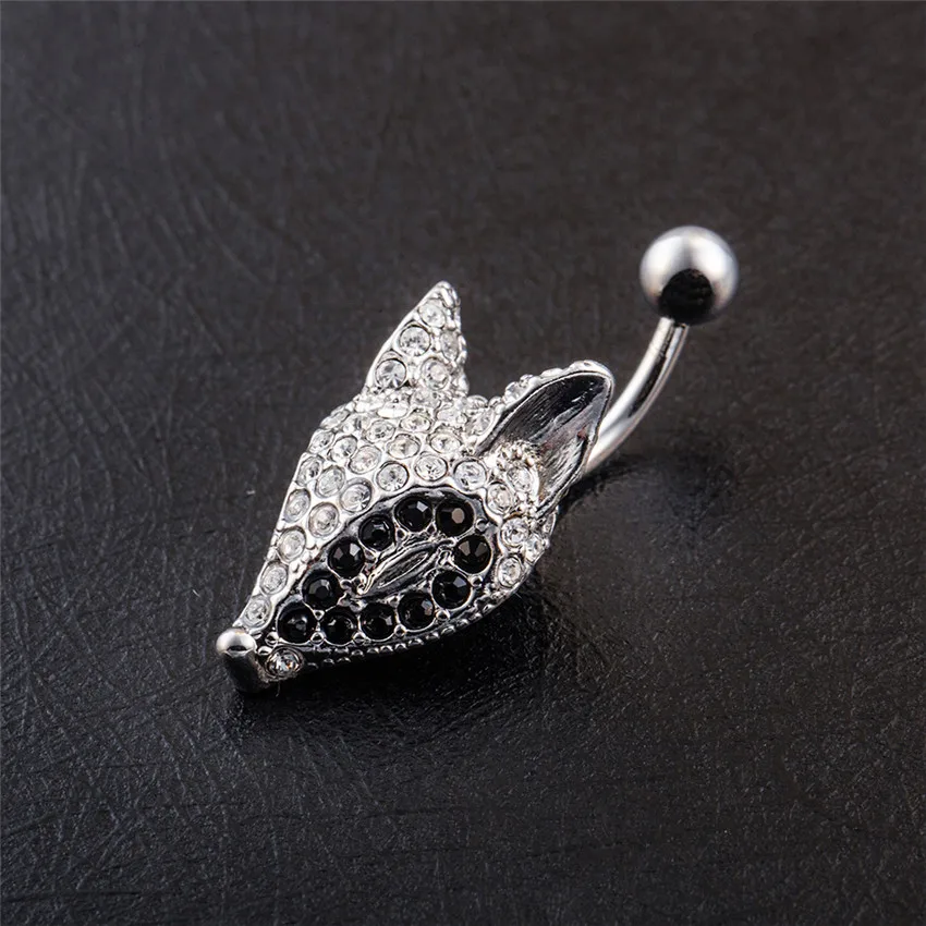 2019 Коктейльные Вечерние лиса пупка кольца из белого золота-Цвет женская