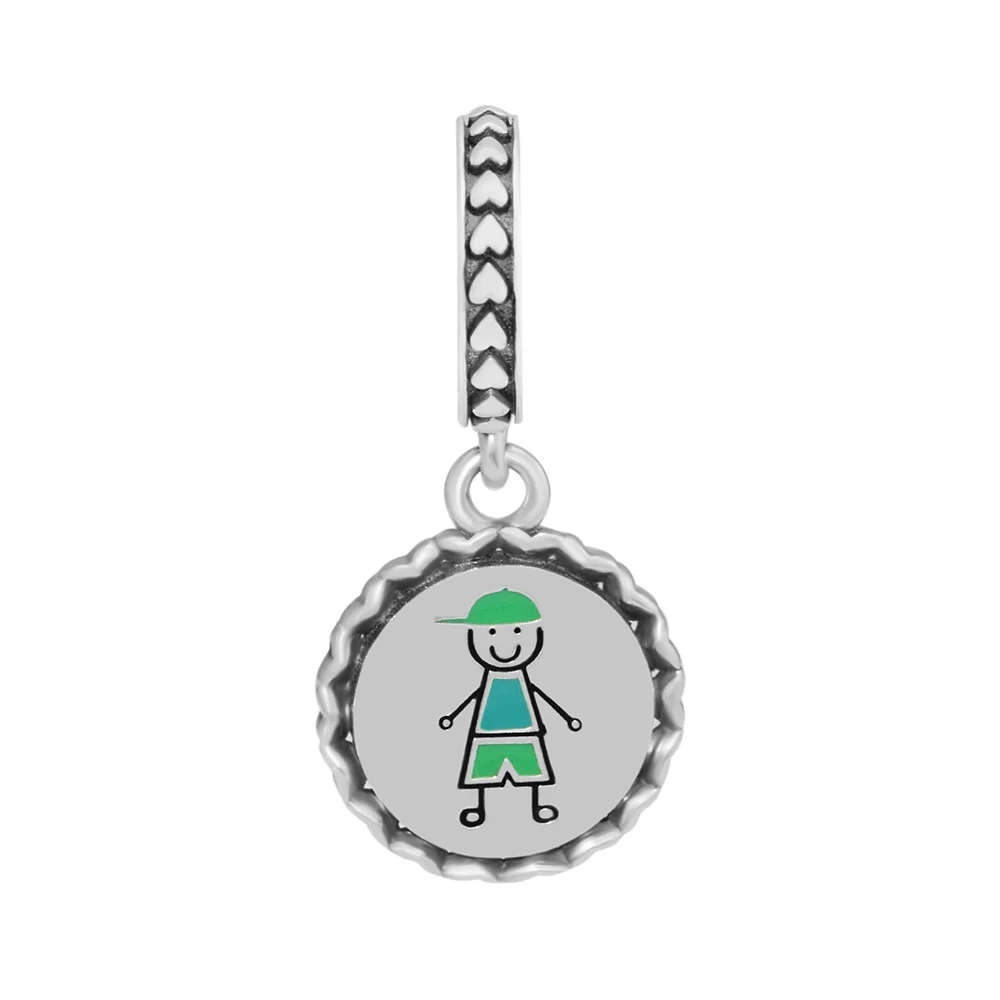 

Genuine 925 Sterling Silver Boy Stick Figure Dangle Beads Charms Fits Pandora Bracelets DIY Jewelry Making Berloques