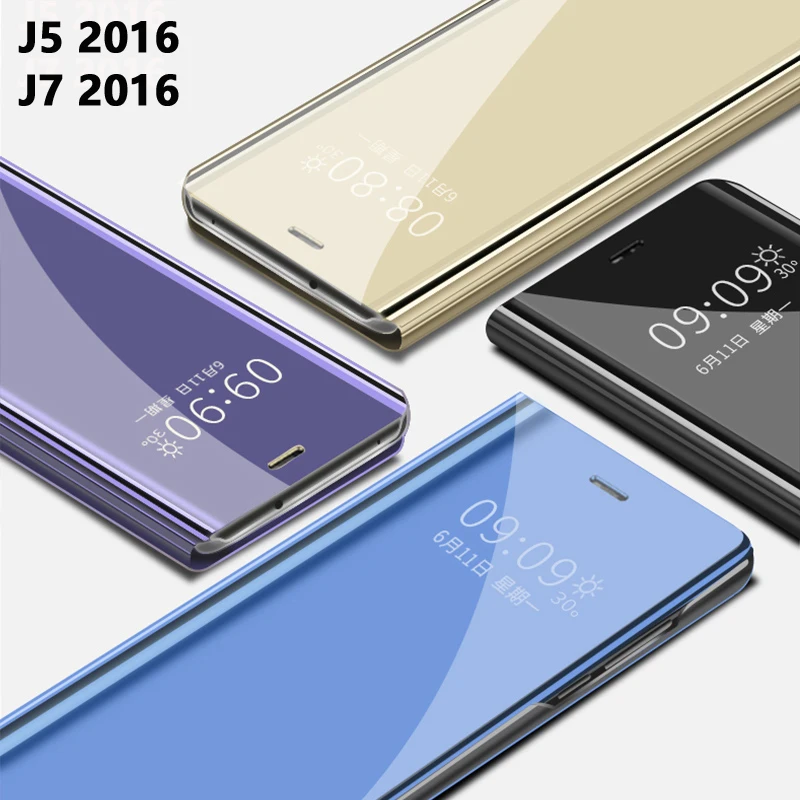 Флип умный зеркальный чехол для телефона samsung galaxy J5 2016 J 5 J510 J7 7 J710 кожаный