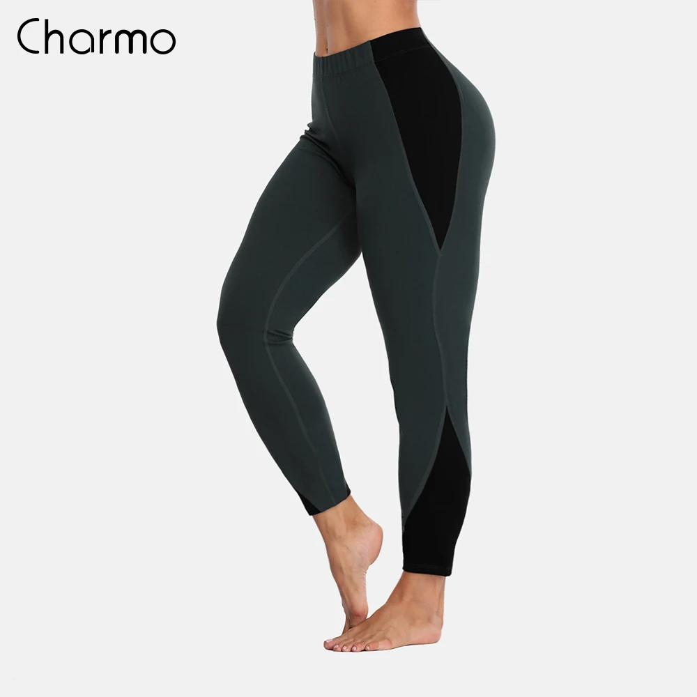 Charmo женские штаны для йоги женские тонкие спортивные тренировочные брюки с высокой талией эластичные брюки для фитнеса беговые Лоскутные Спортивные Леггинсы