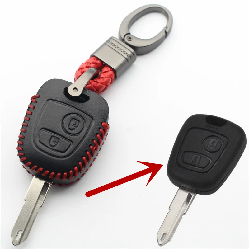 FLYBETTER пояса из натуральной кожи 2 кнопочный Выкидной ключ чехол для peugeot 206/306/307/408/406 для Citroen C2/C3/C4/C5/C8/Picass L387