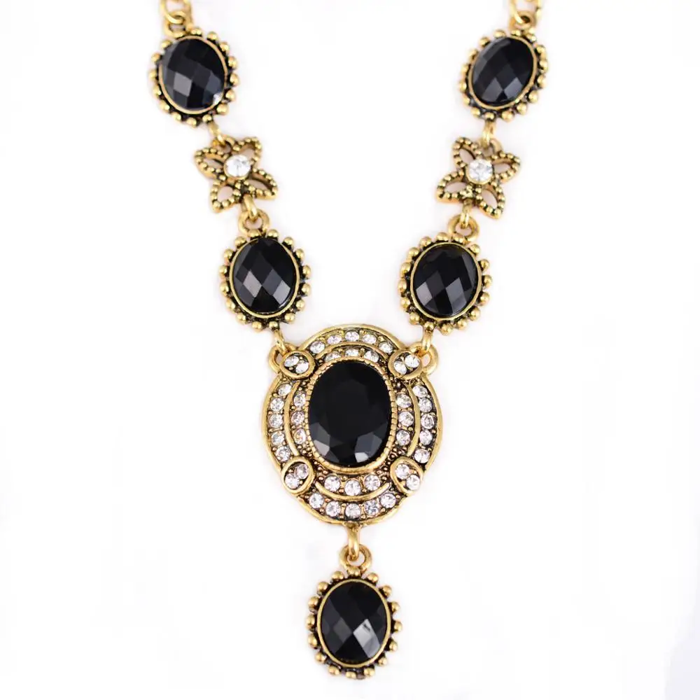 Роскошный старинный зеленый камень кулон ожерелье для женщин богемный