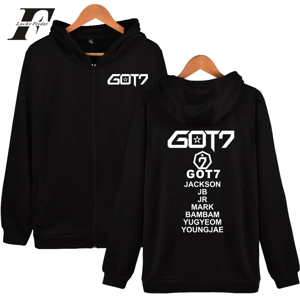 GOT7 весна осень новый стиль толстовки на молнии для мужчин/женщин Кепка Kpop горячая