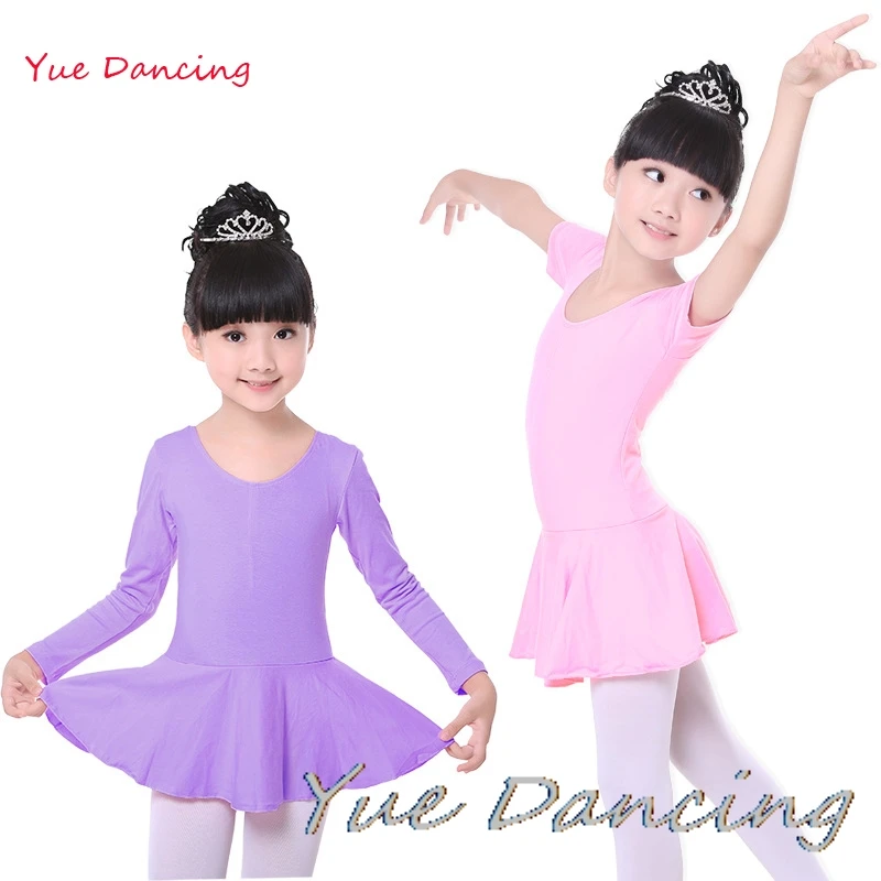 2-15Y Pink/Blue Children Dance Clothes Lycra Cotton Dress For Girls Kids Gymnastics Leotard Ballerina Ballet | Тематическая одежда