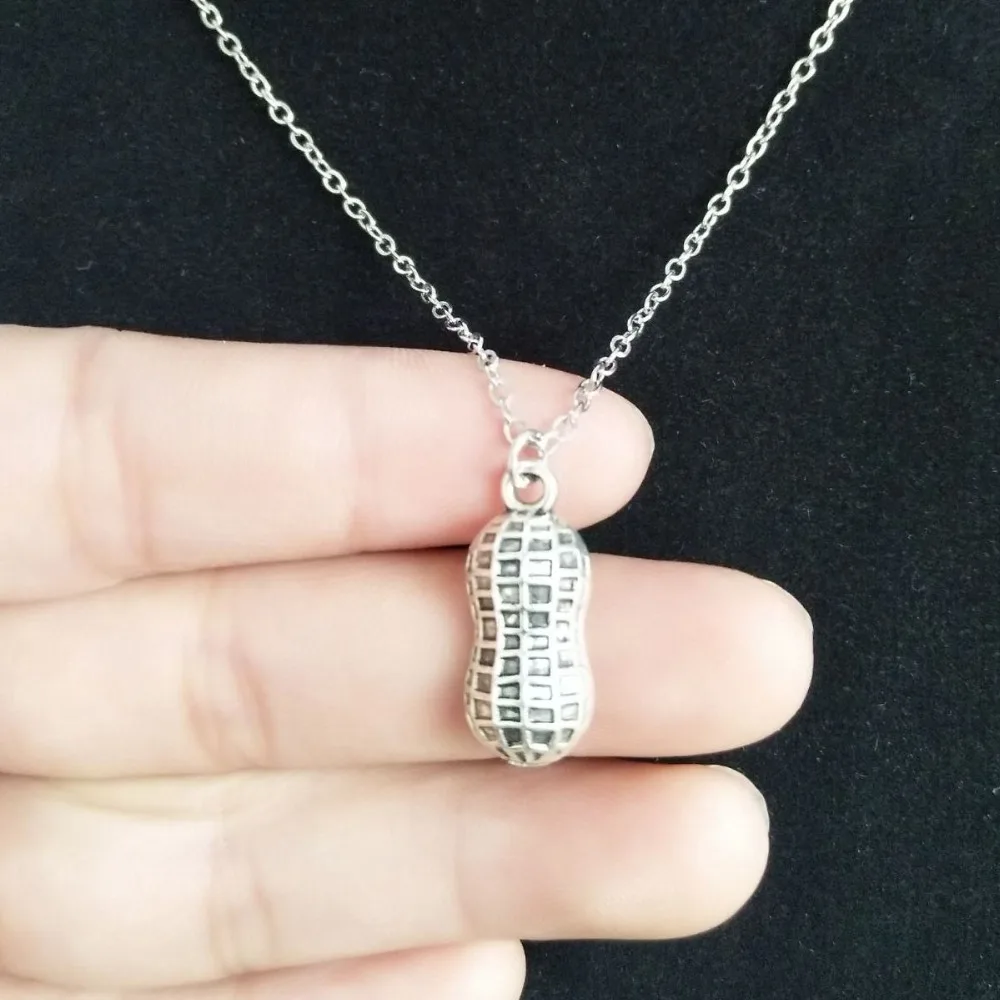 Peanut Pendant Necklaces Short Style Women Jewelry Necklace Vintage Silver Plant Accessories Best Friend Gift | Украшения и