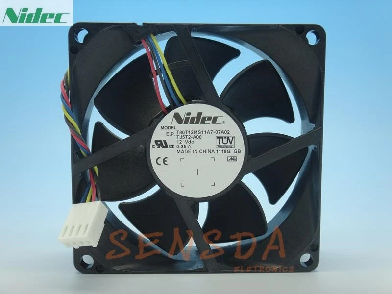 Для Nidec T80T12MS11A7 07A02 8025 PWM 4P 0.35A 8 см четырехпроводный сервер инвертор cpu вентилятор