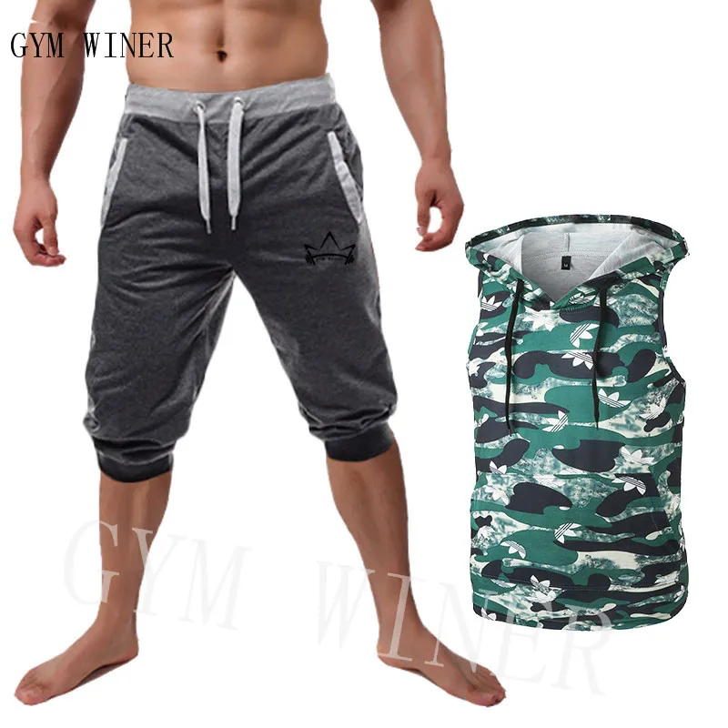 2019 мужские мешковатые джоггеры повседневные тонкие шорты шаровары + Камуфляжный