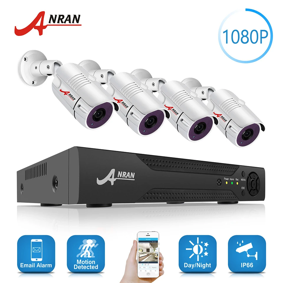 Новый ANRAN видеонаблюдения 2.0MP 8CH AHD DVR Системы комплект 4 шт 3000TVL 1080 P День Ночь
