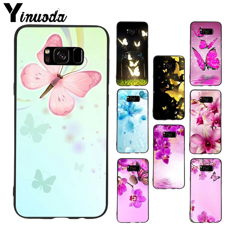 Чехол для телефона с бабочками и цветами samsung s8 s9 s7 s10plus s10e s20ultra A20E A30 A51 A10S A70 A50 A20S