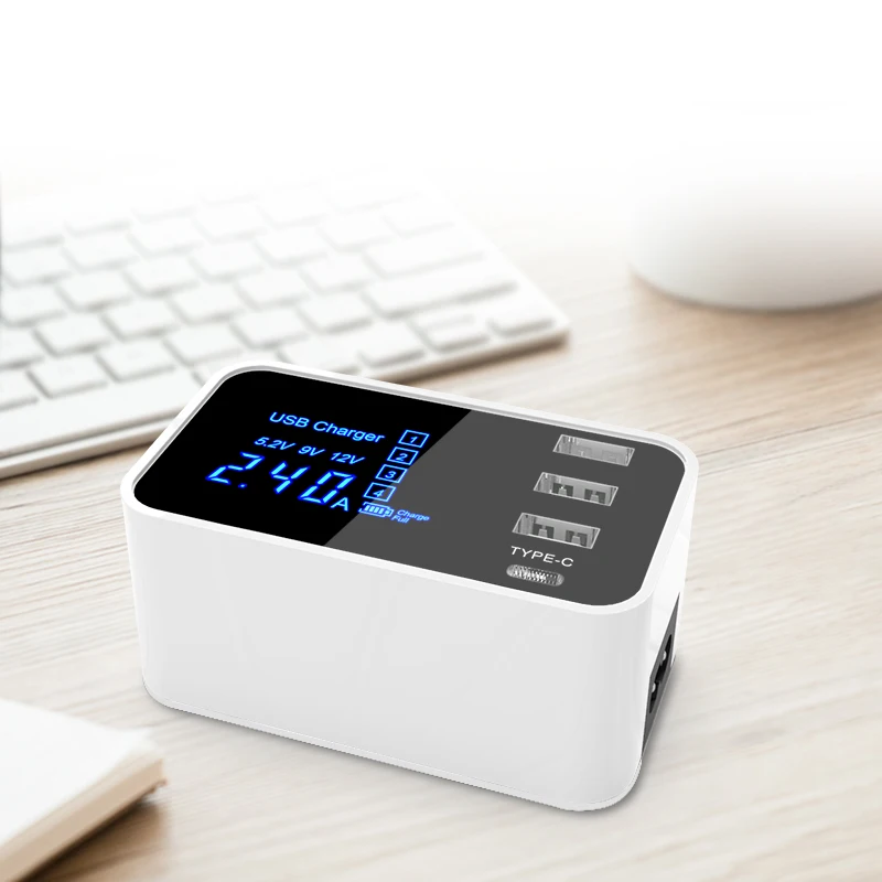 Умное зарядное устройство USB 3. 0 Type C для iPhone Samsung настенное со светодиодным