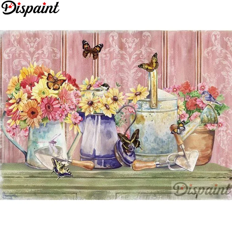

Dispaint Full Square/Round Drill 5D DIY Diamond Painting "Flower butterfly" Embroidery Cross Stitch 3D Home Decor A12909