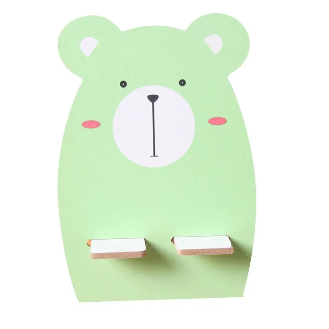 green bear Милый мультфильм мобильный в виде животного телефон кронштейн деревянный держатель собака шаблон, белка шаблон, медведь шаблон держатель - Цвет: green bear