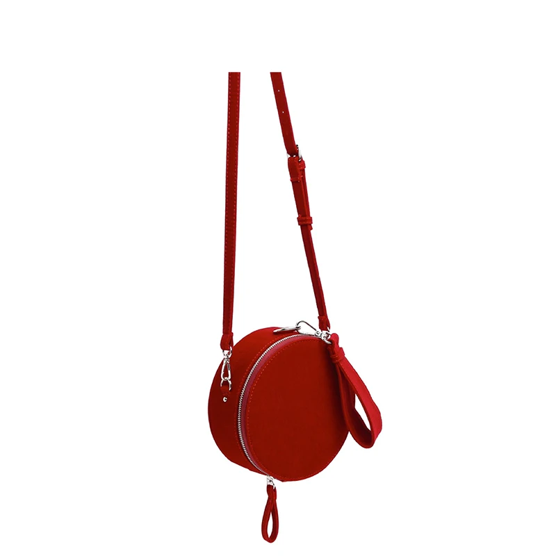 Red hand bag Женская сумка мини вельветовые сумки на молнии круглая сумка на плечо Lusury красный карман зимние сумки-мессенджеры A307 - Цвет: Red hand bag