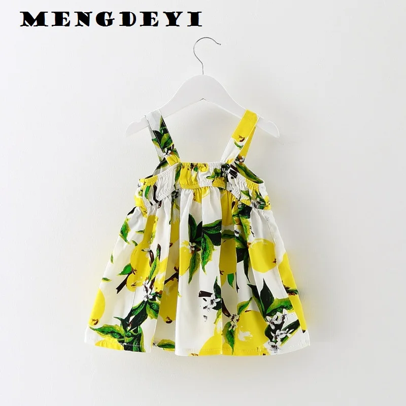 2017 summer Korean version of the new explosion girls lemon dress big bow strap princess children's skirt | Детская одежда и