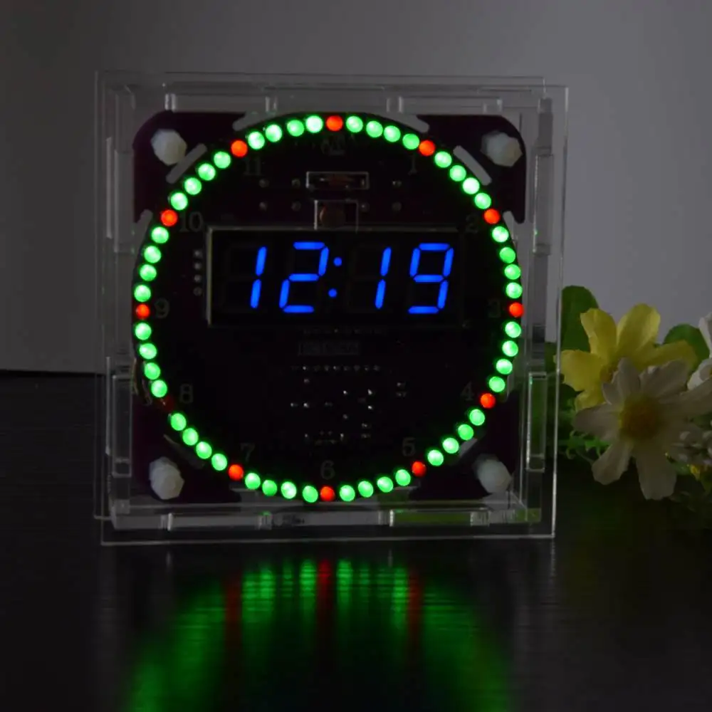 blue 2 Четвертое поколение DIY EC1838A DS1302 светильник с управлением вращения светодиодный набор электронных часов вращающиеся электронные таймеры - Цвет: blue 2