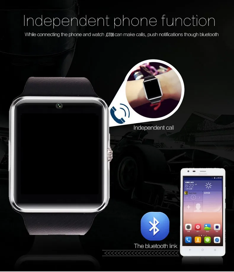 GT08 Bluetooth Смарт-часы браслет SIM TF карта телефон MP3 Smartwatch для Apple iOS Android SMS/напоминание о звонках фитнес-камера