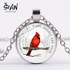 Китайские кардиналы появляются когда ангелы находятся рядом ожерелье уникальная счастливая красная птица искусство стекло кабошон кулон очаровательный подарок Длинная цепочка