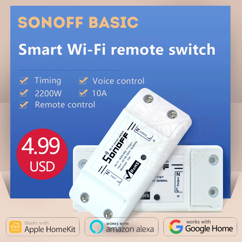 Sonoff Basic 220v беспроводной переключатель управления Wifi умный дом автоматизация Интеллектуальный беспроводной центр под светильник 10A/2200W