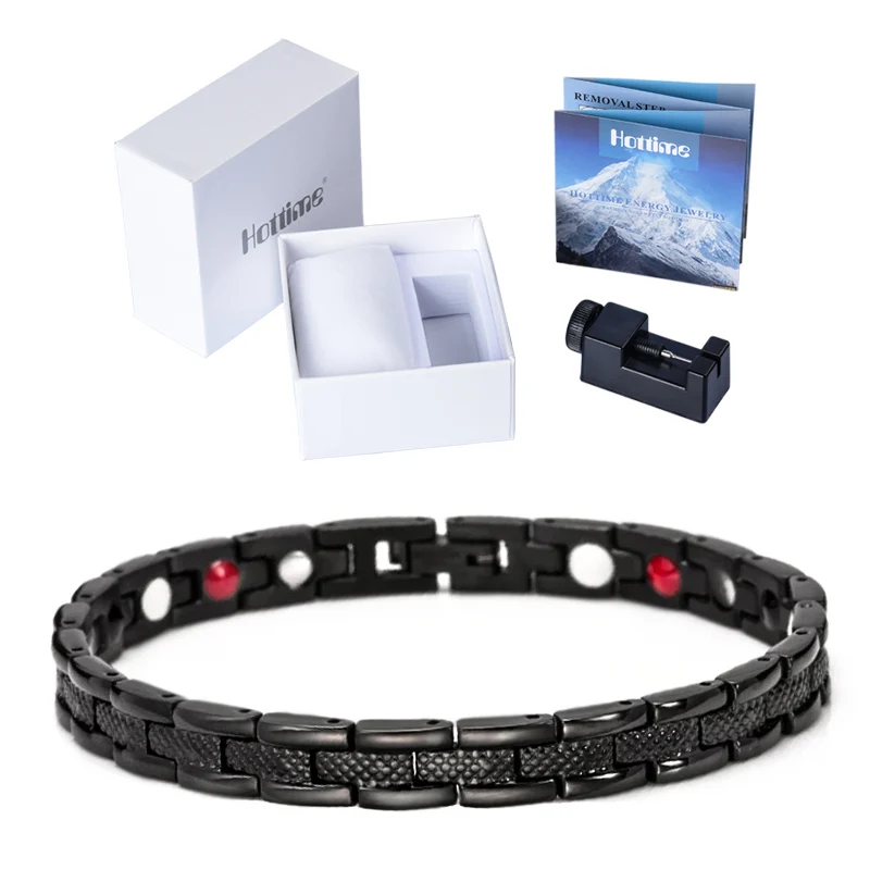 10296 Set Hottime энергетический магнитный браслет, Мужская Золотая цепочка, германиевый браслет, мужские браслеты из нержавеющей стали с голограммой, браслет для женщин и мужчин - Окраска металла: 10296 Set