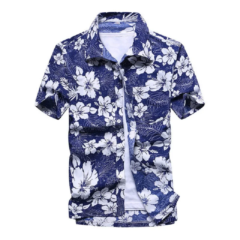 Мужская мода рубашка мужская повседневная camisa masculina Печатных Пляжные рубашки с