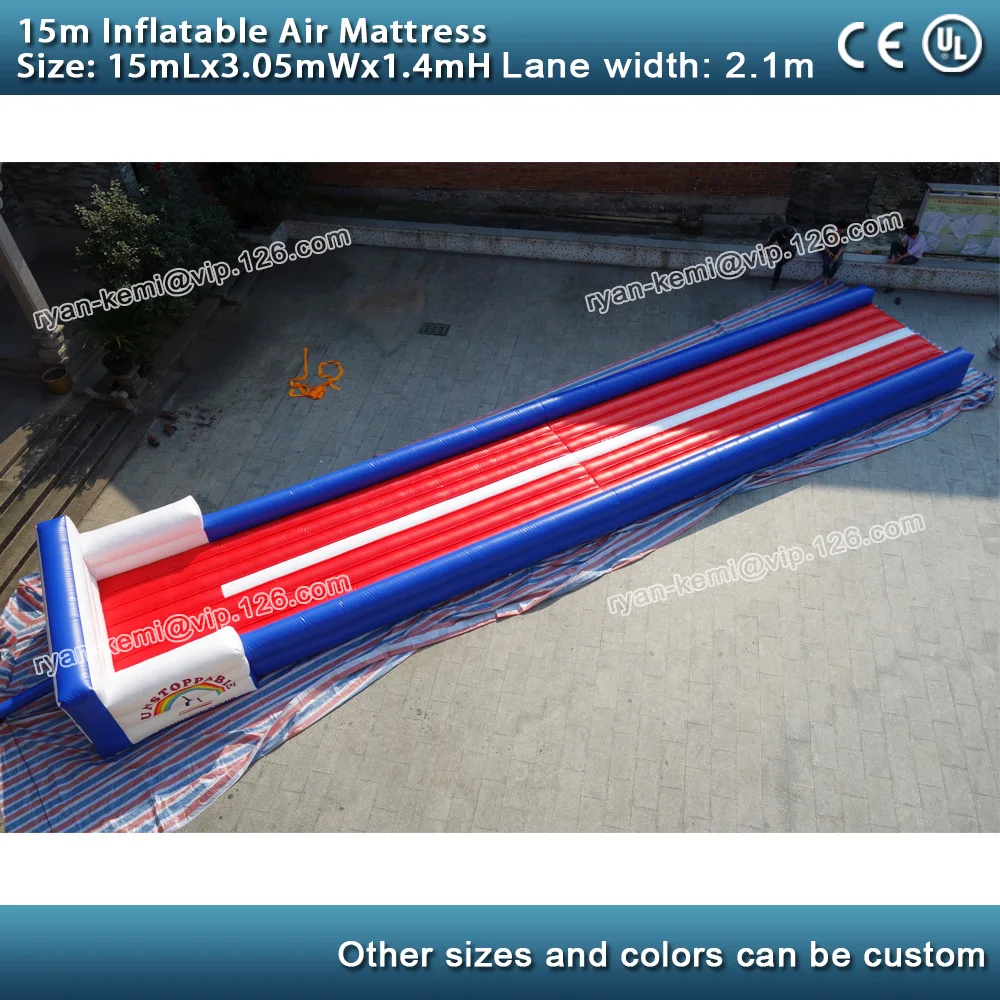 Купить Надувной воздушный матрас длиной 15 м, надувной коврик для упражнений, 50 футов, надувной воздушный трек, гимнастический мат-батут с вентилято...