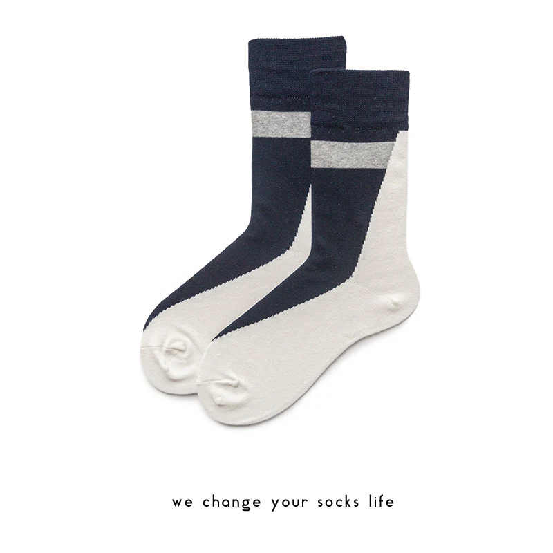

2018 New Spring And Summer Fashion Men's Cotton Splicing Design Feel Texture Color Wild Series Hip-hop Men's Socks HY1008