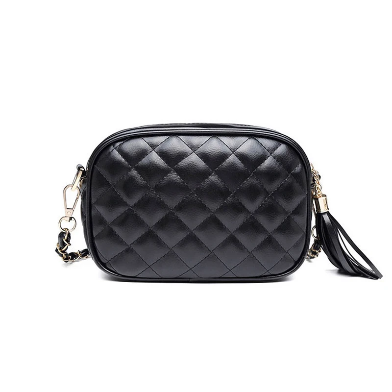 

2019 new women handbag hot sell diamond lattice zipper hard flap chains elegant high quality leather black color versatile