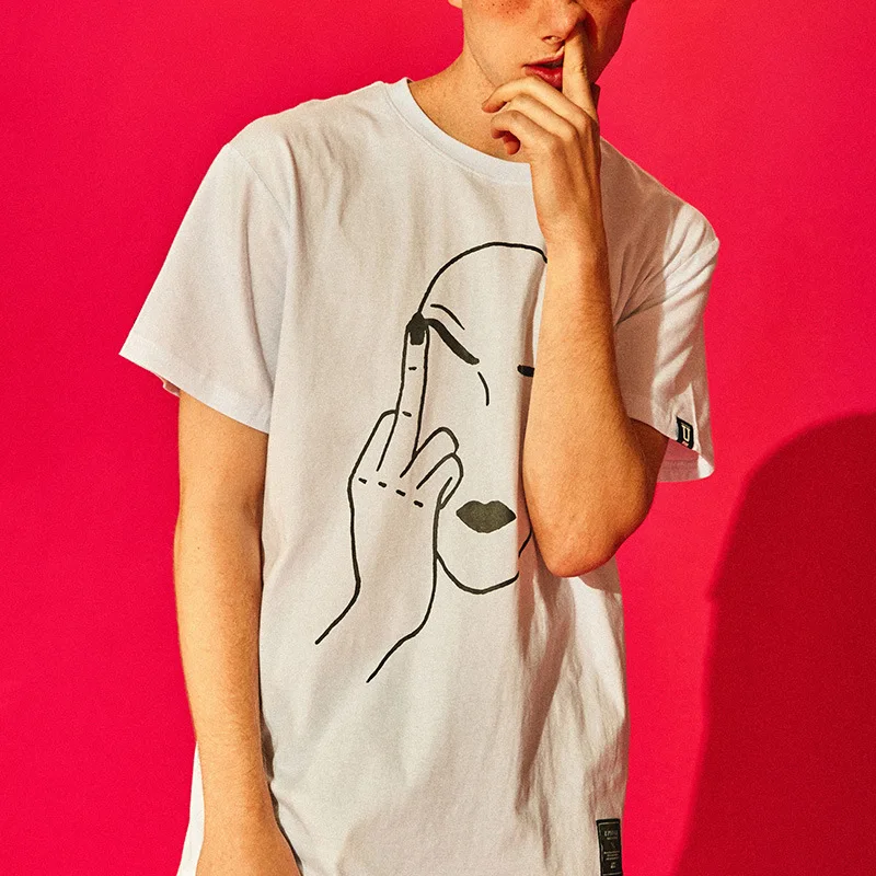 Простая футболка с забавным лицом зла в японском стиле Гонконга, Мужская и Женская Студенческая парная свободная футболка с коротким рукав... от AliExpress WW