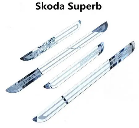 Ультратонкая Накладка на порог из нержавеющей стали для Skoda Fabia Octavia Superb Rapid
