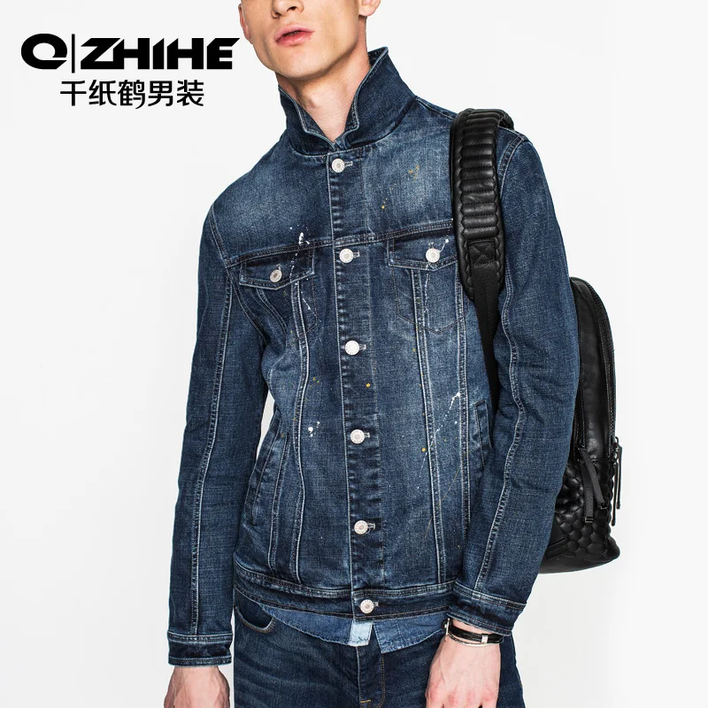 QZHIHE мужская куртка 2019 Тонкая Модная Джинсовая в стиле панк теплая джинсовая |